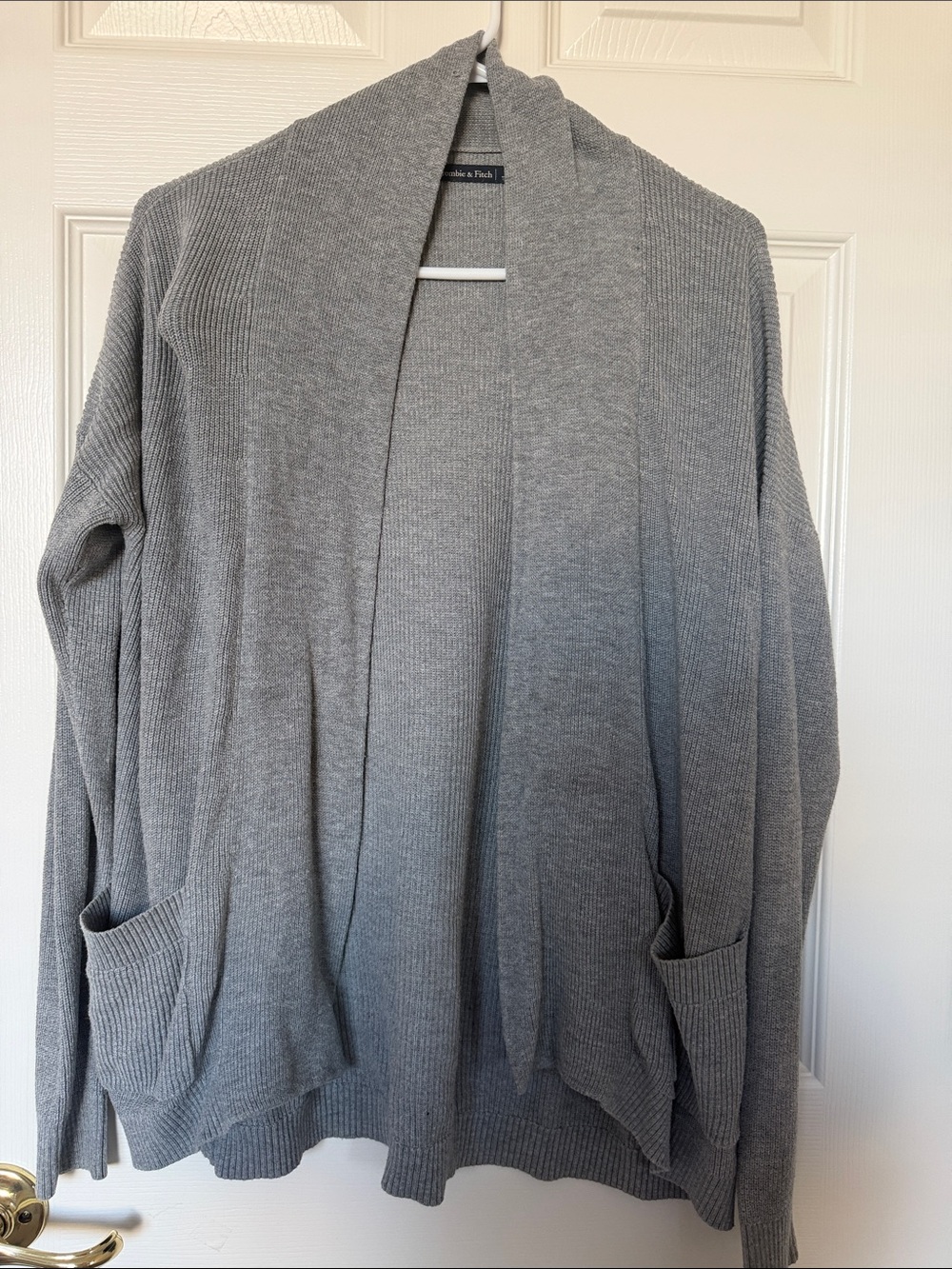 Abercrombie & Fitch Gray Open-Front Ribbed Cardigan
